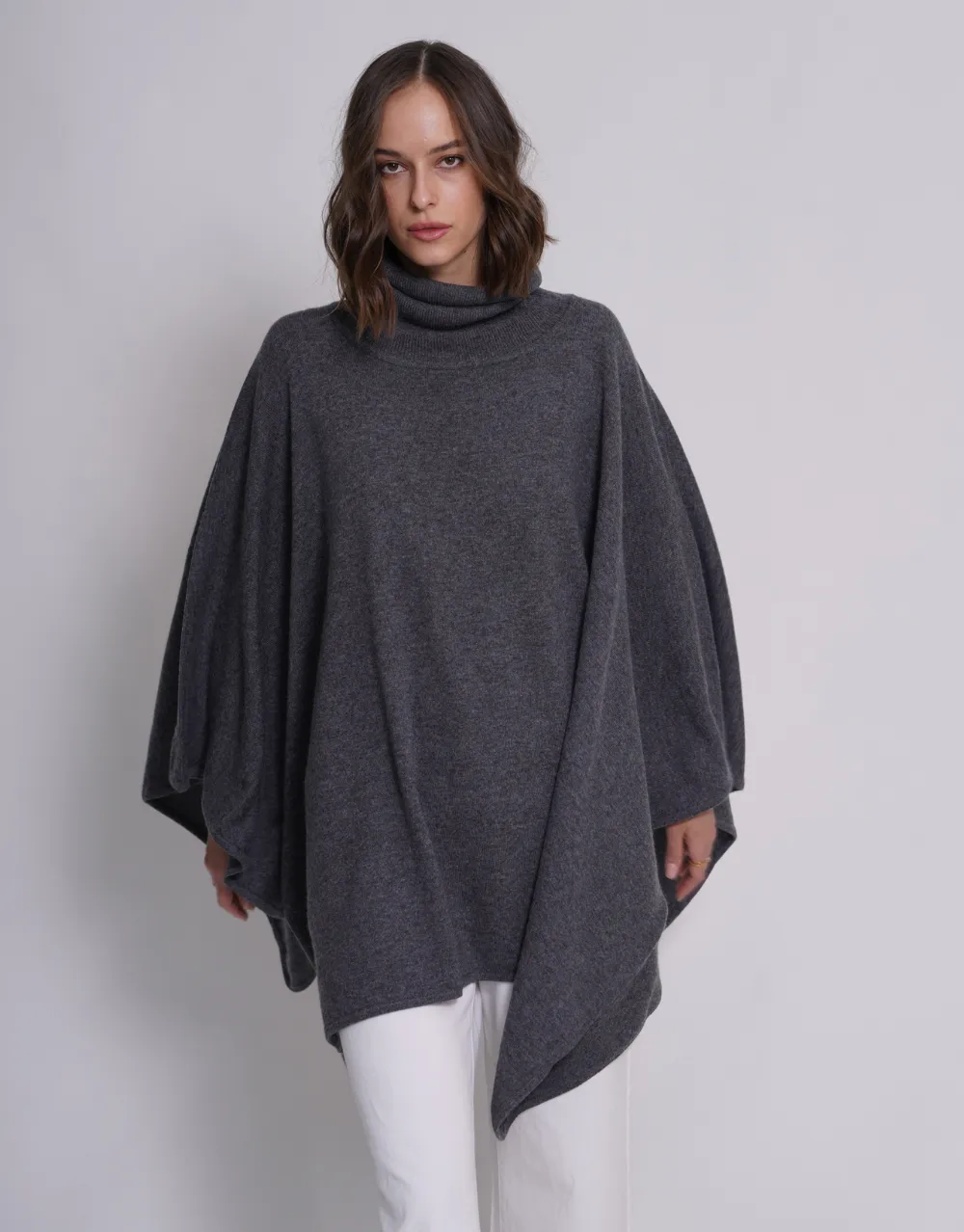 Turtleneck Poncho in Derby