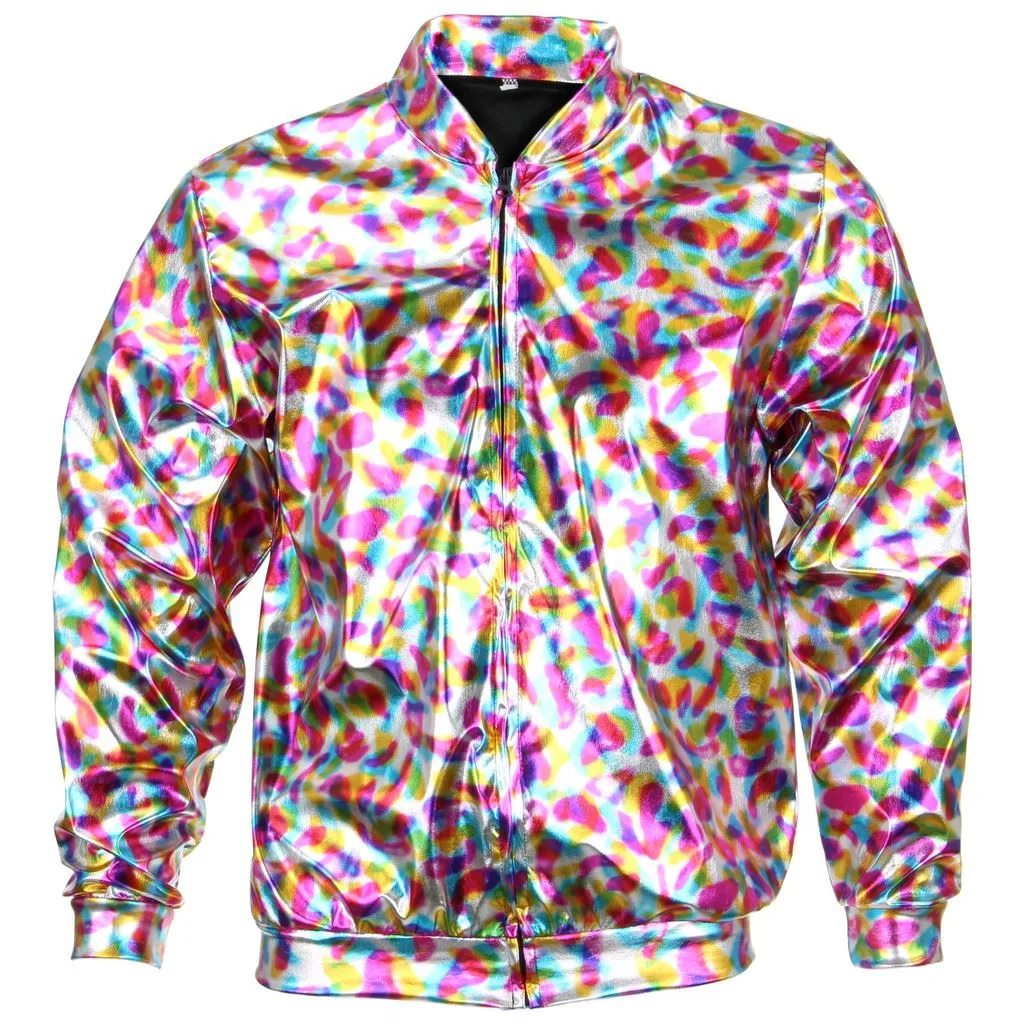 Unisex Shiny Bomber Jacket - Rainbow