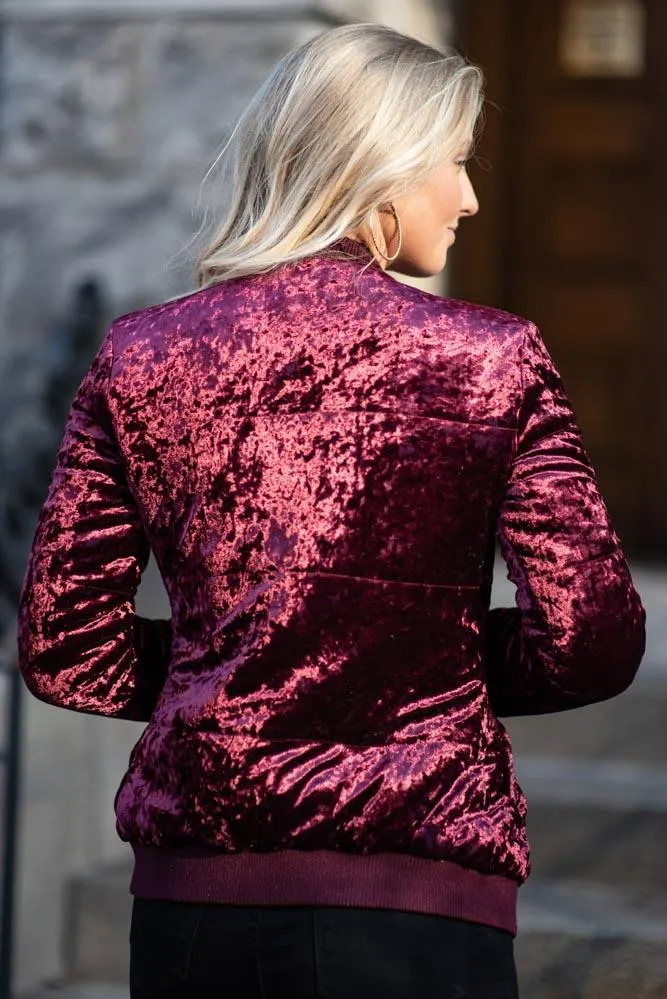 Velvet Dreams Puff Bomber Jacket