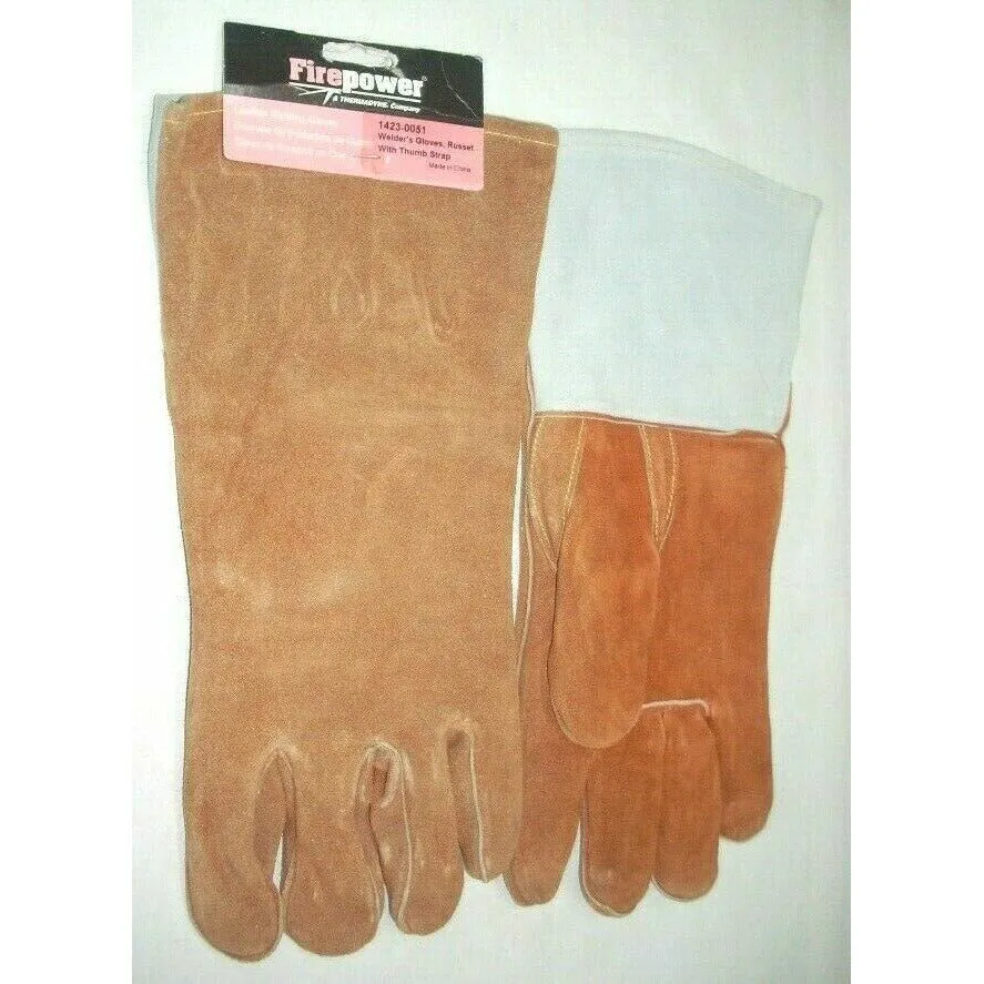 Victor Firepower 1423-0051 Russet Leather Welding Glove w Thumb Strap 12"