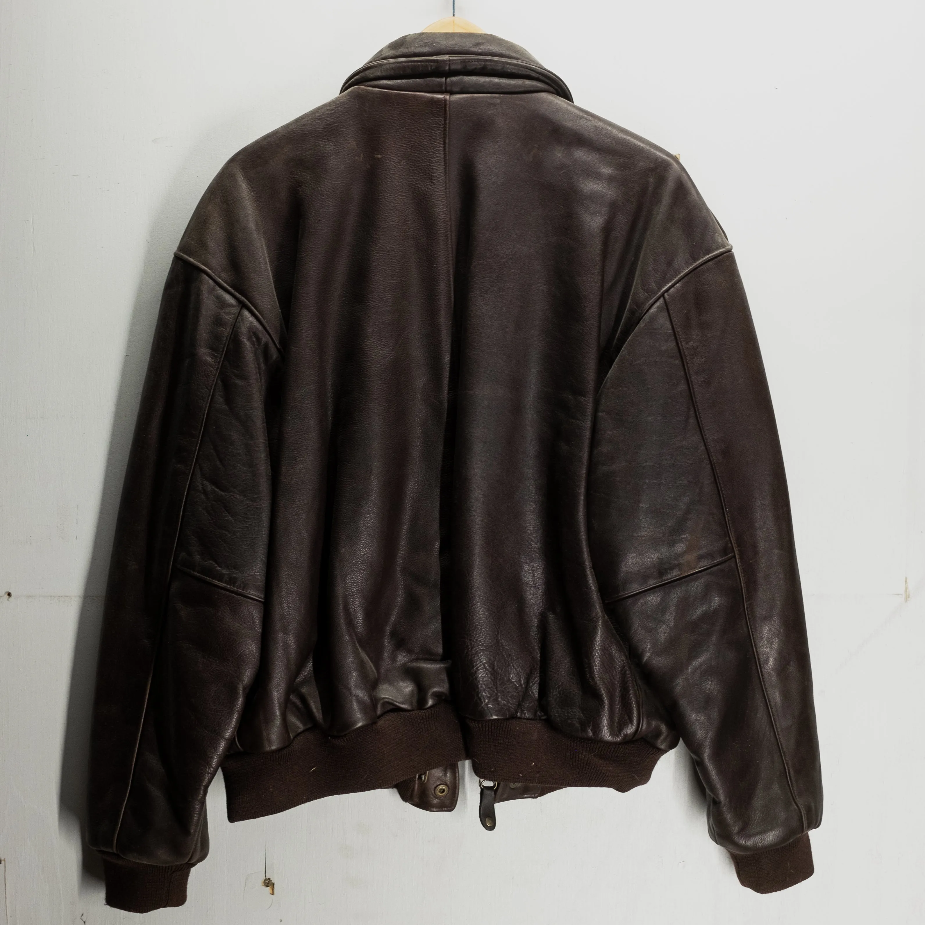 Vintage Lands End Leather Bomber Jacket