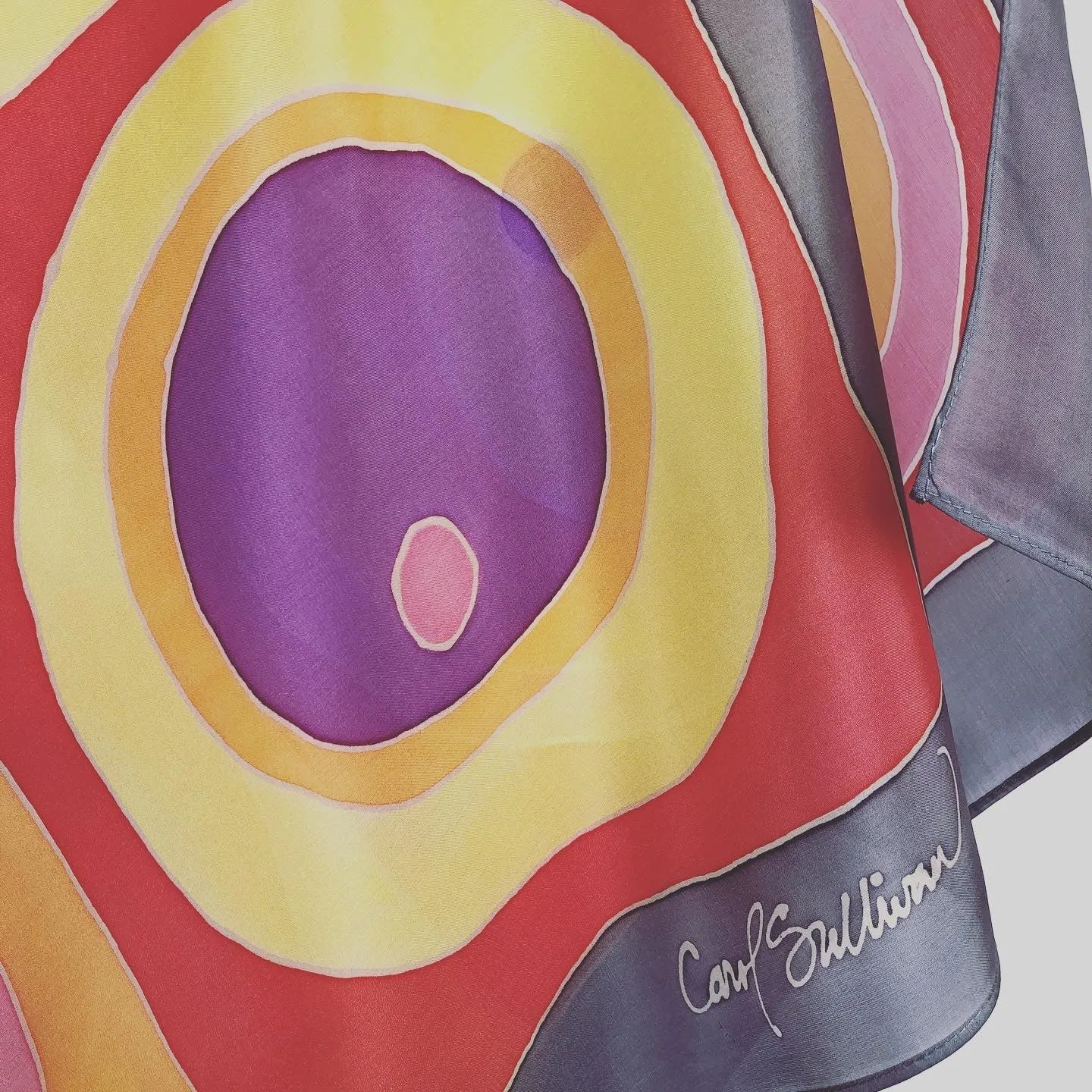 “Warm Circles" - Hand-dyed Silk Scarf - $135