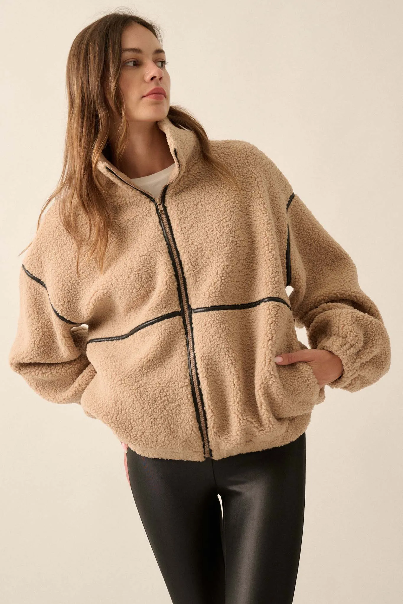 Warming Up Sherpa Fleece Zip-Front Jacket