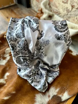 Weston White & Silver Floral Wild Rag