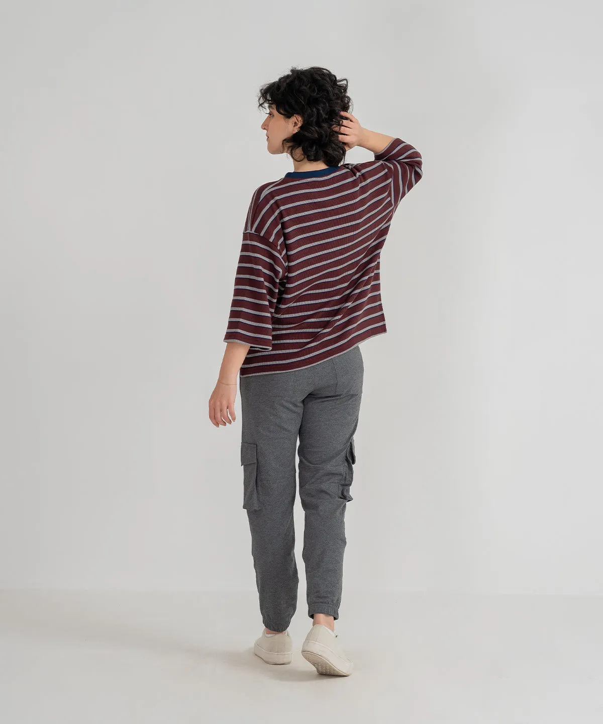 Women's Striped Henley Shirt