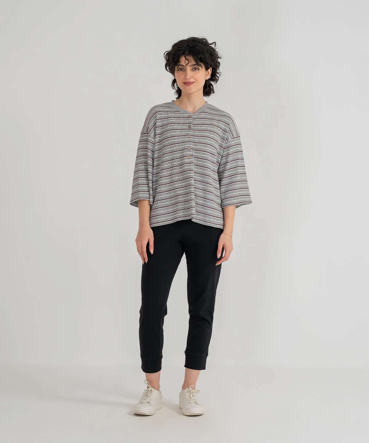 Women's Striped Henley Shirt