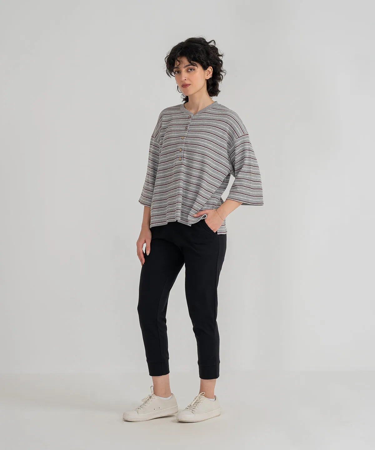 Women's Striped Henley Shirt