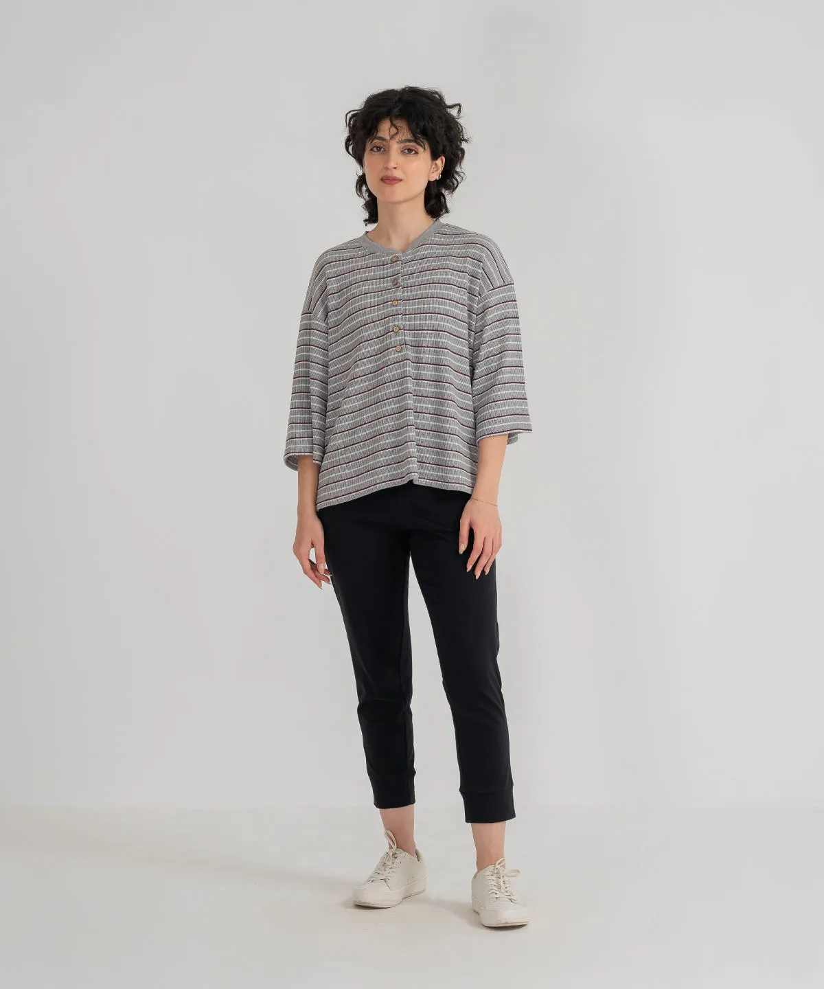 Women's Striped Henley Shirt