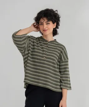 Women's Striped Henley Shirt