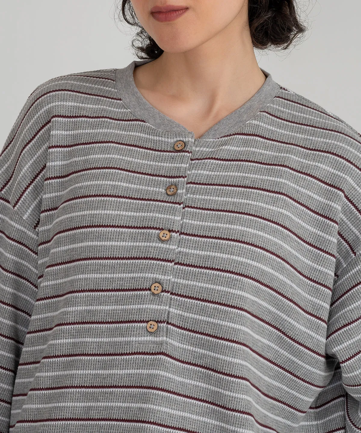 Women's Striped Henley Shirt