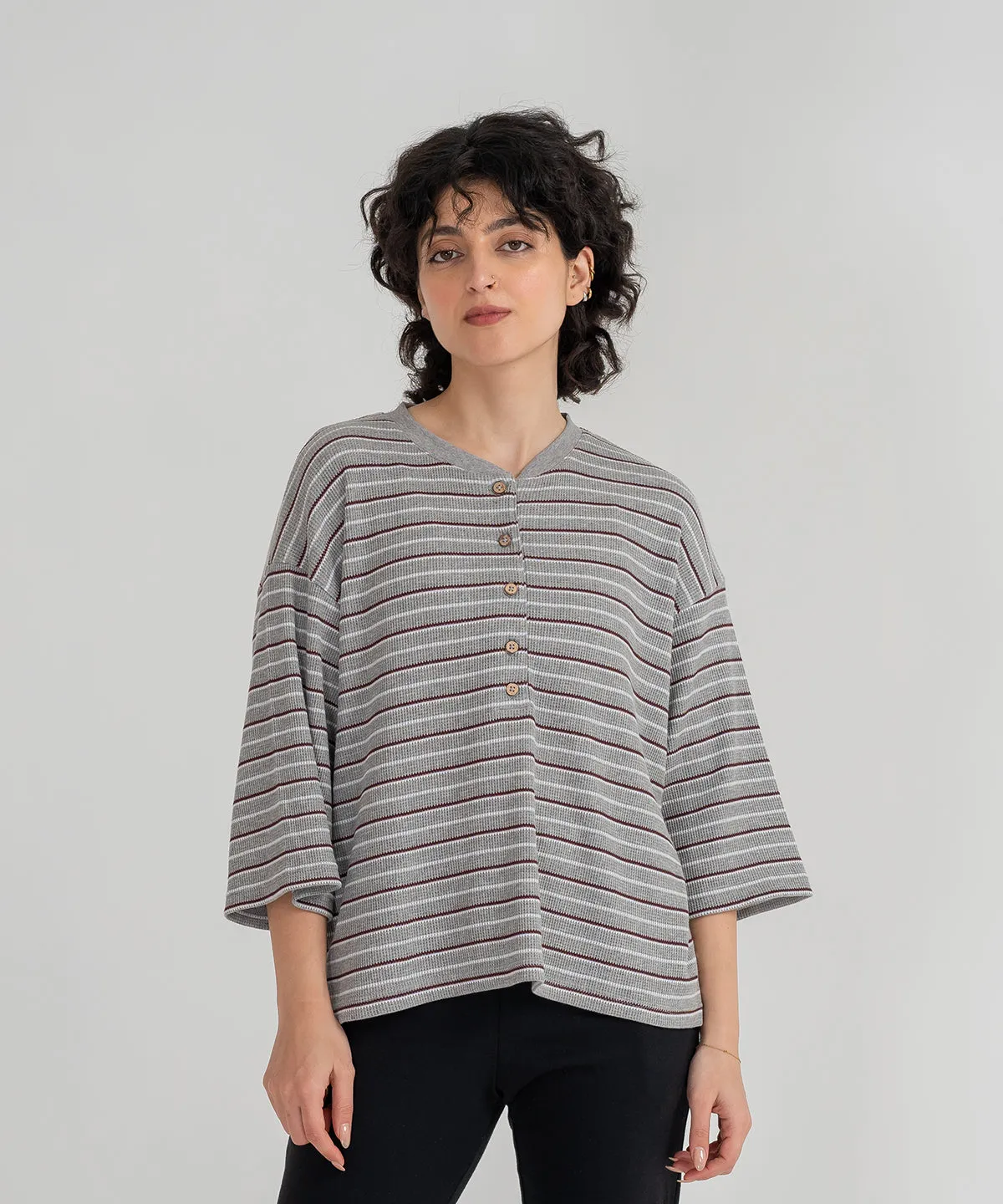 Women's Striped Henley Shirt