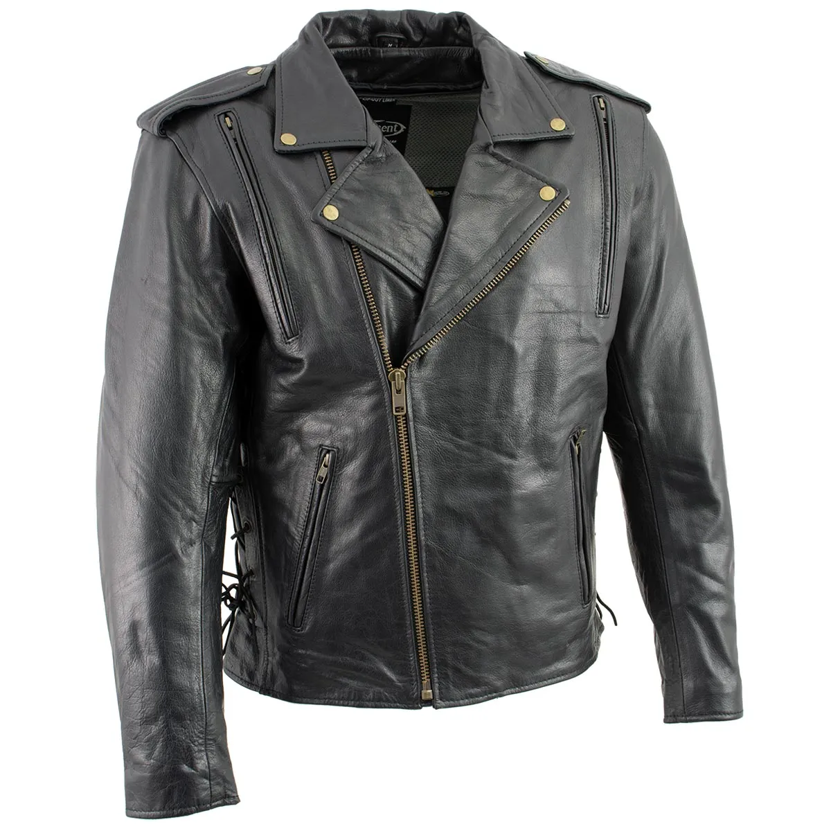 Xelement B7210 Men's 'Cool Rider' Black Vented Leather Motorcycle Jacket