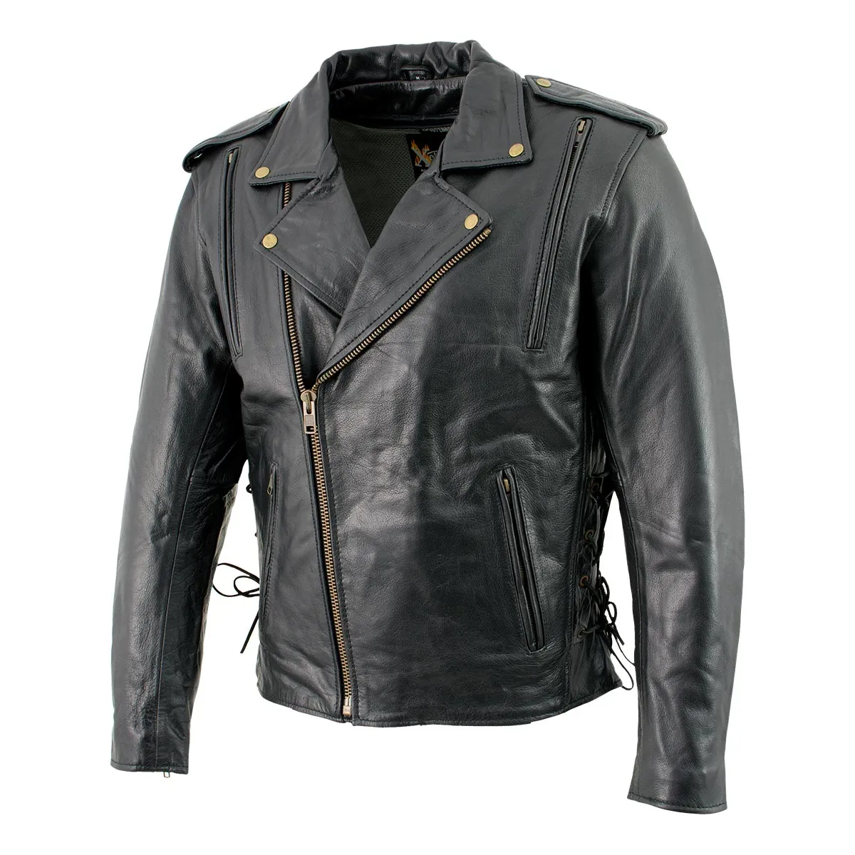 Xelement B7210 Men's 'Cool Rider' Black Vented Leather Motorcycle Jacket