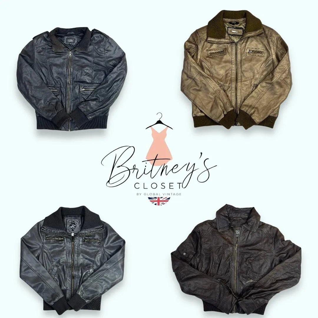 Y2K Retro Weave Leather Bomber Jackets - 10 Pieces ( BC-10-39 )